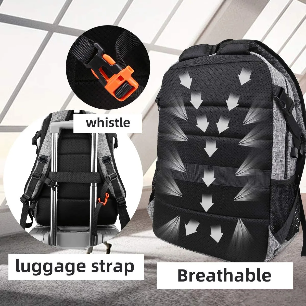 Large Laptop Backpack 17.3 inch Durable Waterproof Travel College Backpack Bookbag for Men & Women Business Backpack with USB Charging Port and Headset Port Dark Gray