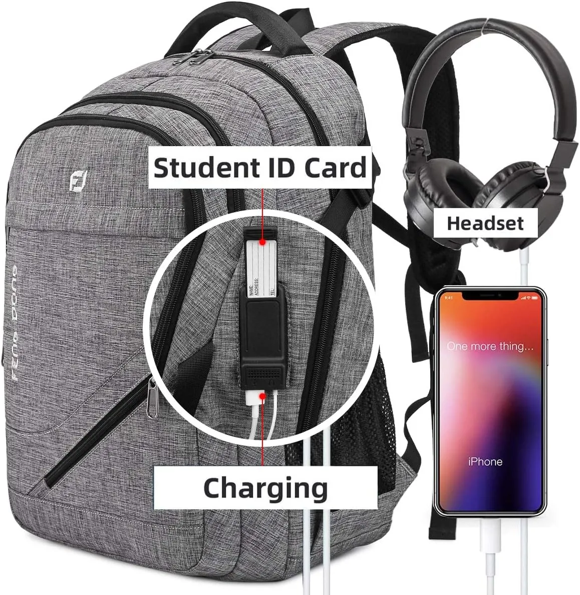 Large Laptop Backpack 17.3 inch Durable Waterproof Travel College Backpack Bookbag for Men & Women Business Backpack with USB Charging Port and Headset Port Dark Gray