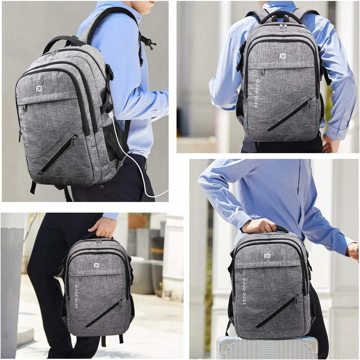 Large Laptop Backpack 17.3 inch Durable Waterproof Travel College Backpack Bookbag for Men & Women Business Backpack with USB Charging Port and Headset Port Dark Gray