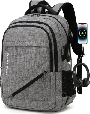 Large Laptop Backpack 17.3 inch Durable Waterproof Travel College Backpack Bookbag for Men & Women Business Backpack with USB Charging Port and Headset Port Dark Gray