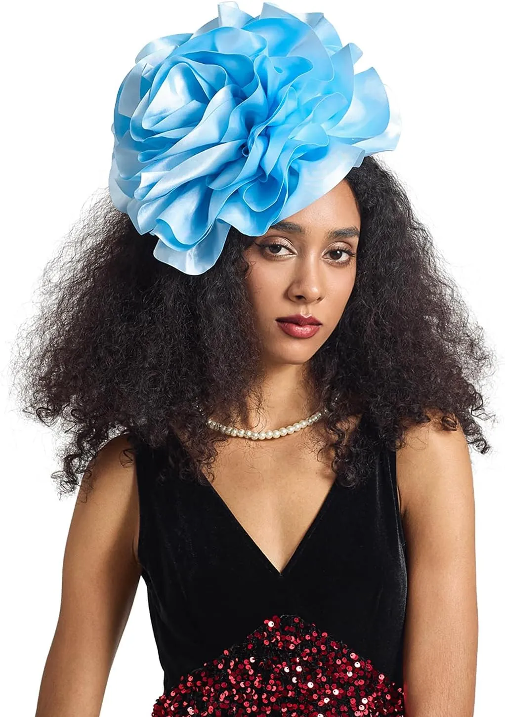 LATIMOON Flower Fascinator for Women Tea Party Derby Hat Cocktail Wedding Bridal Fascinators Headband for Women