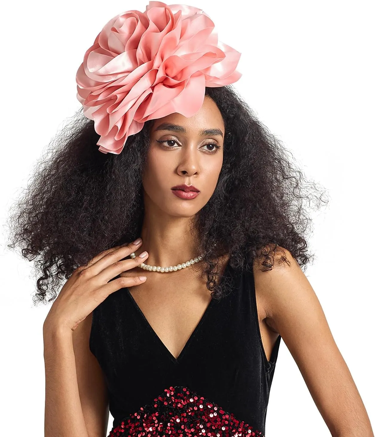 LATIMOON Flower Fascinator for Women Tea Party Derby Hat Cocktail Wedding Bridal Fascinators Headband for Women