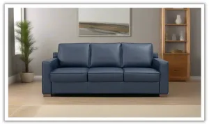 Leather Italia Logan 3-seater Queen Sleeper Sofa In Blue Oxford