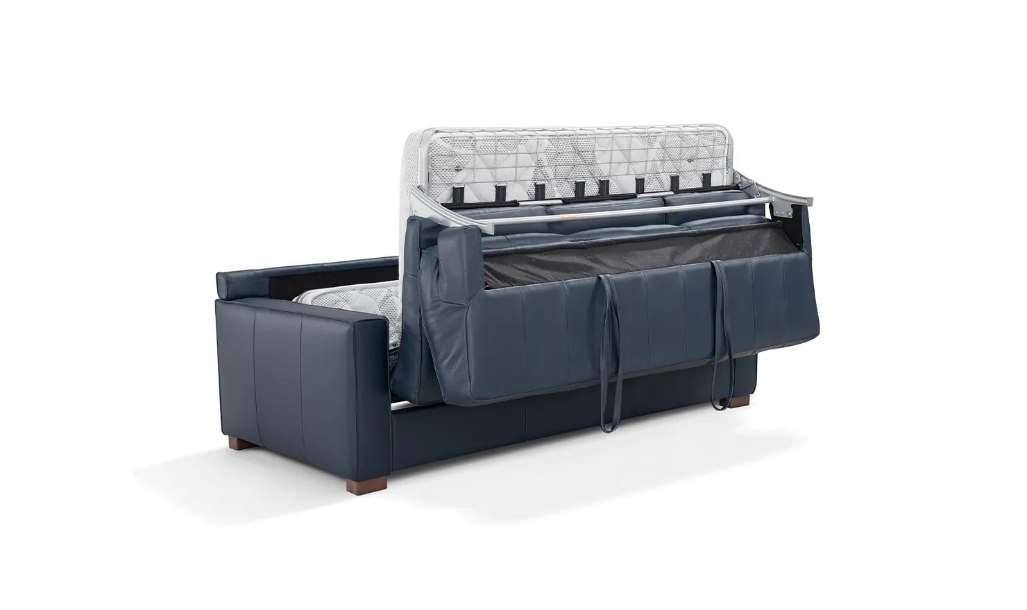 Leather Italia Logan 3-seater Queen Sleeper Sofa In Blue Oxford