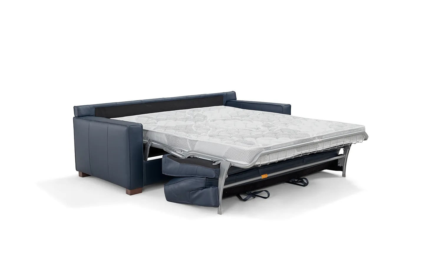 Leather Italia Logan 3-seater Queen Sleeper Sofa In Blue Oxford