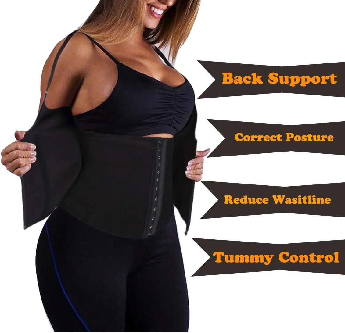 Lelinta Waist Trainer Corset for Weight Loss Tummy Control Sport Workout Body Shaper Black