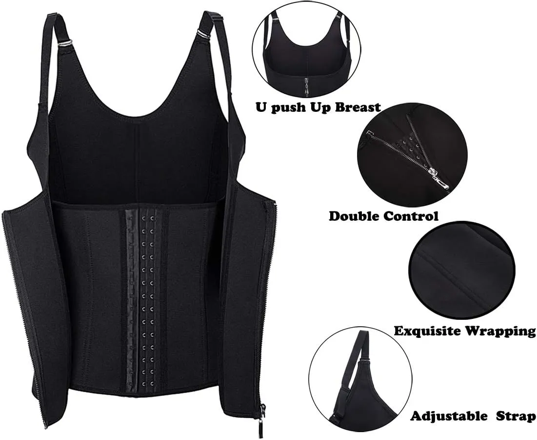 Lelinta Waist Trainer Corset for Weight Loss Tummy Control Sport Workout Body Shaper Black