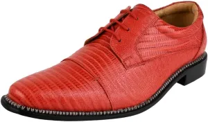 LIBERTYZENO Mens Lizard Print Genuine Leather Adults Lace Up Oxford Dress Shoes for Easter Gift