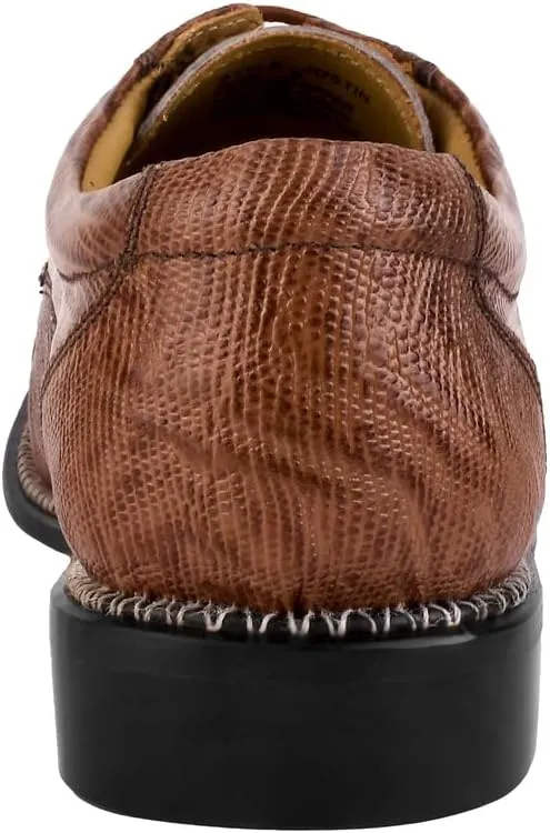 LIBERTYZENO Mens Lizard Print Genuine Leather Adults Lace Up Oxford Dress Shoes for Easter Gift