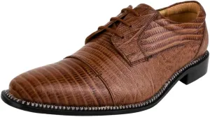 LIBERTYZENO Mens Lizard Print Genuine Leather Adults Lace Up Oxford Dress Shoes for Easter Gift