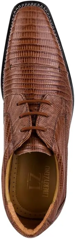 LIBERTYZENO Mens Lizard Print Genuine Leather Adults Lace Up Oxford Dress Shoes for Easter Gift
