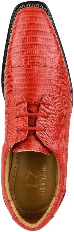 LIBERTYZENO Mens Lizard Print Genuine Leather Adults Lace Up Oxford Dress Shoes for Easter Gift