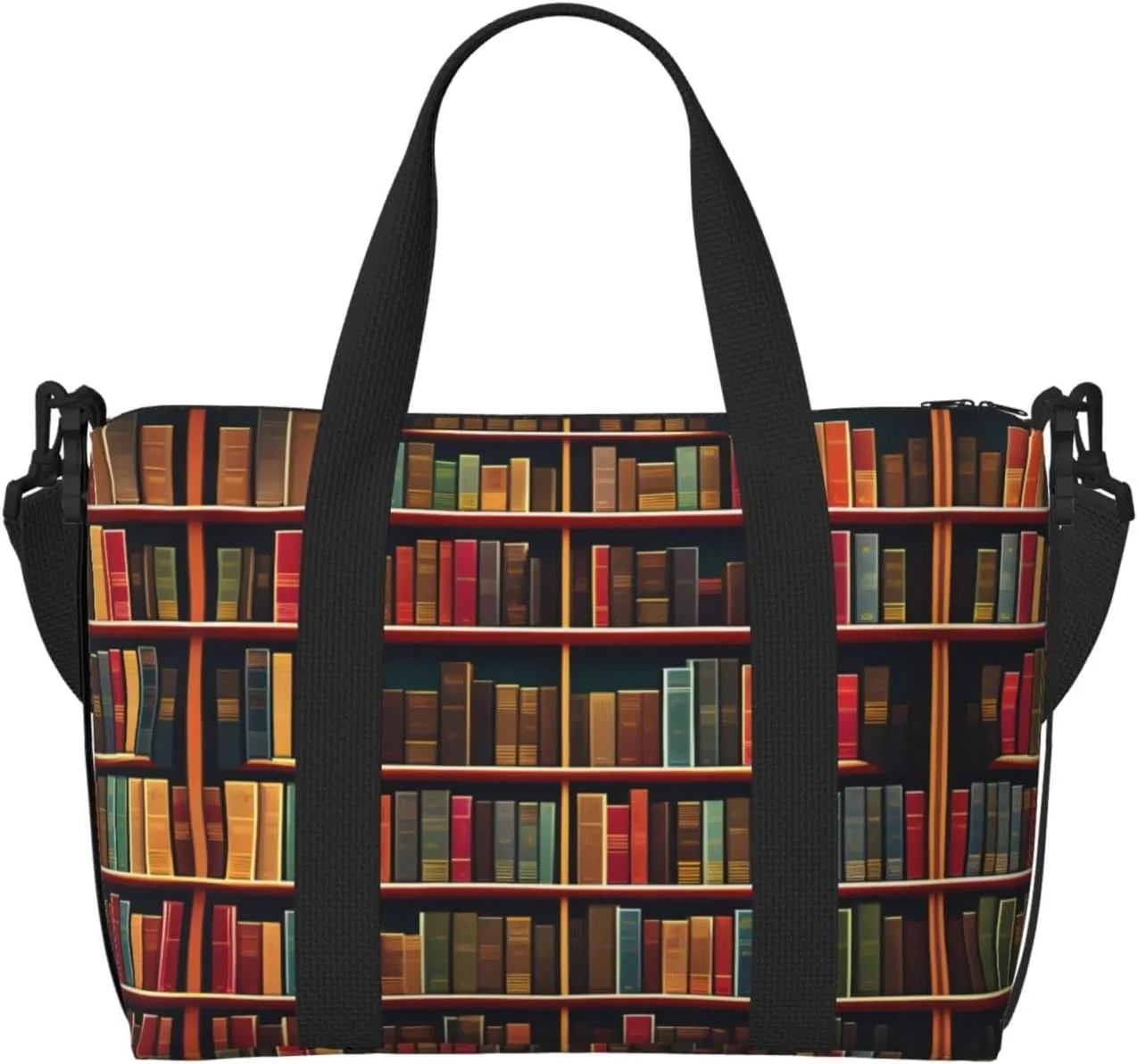 Library Bookshelf Book Personal Item Travel Bags for Women - Durable Travel Duffel Bags, Gym Bags for Overnight Trips