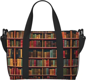 Library Bookshelf Book Personal Item Travel Bags for Women - Durable Travel Duffel Bags, Gym Bags for Overnight Trips