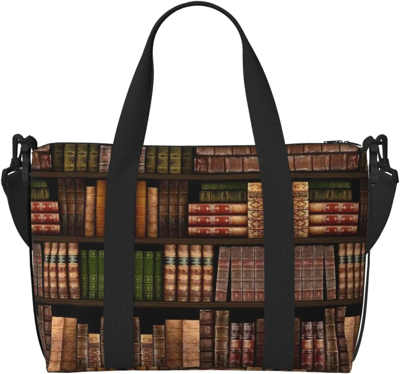 Library Bookshelf Personal Item Travel Bags for Women - Durable Travel Duffel Bags, Gym Bags for Overnight Trips