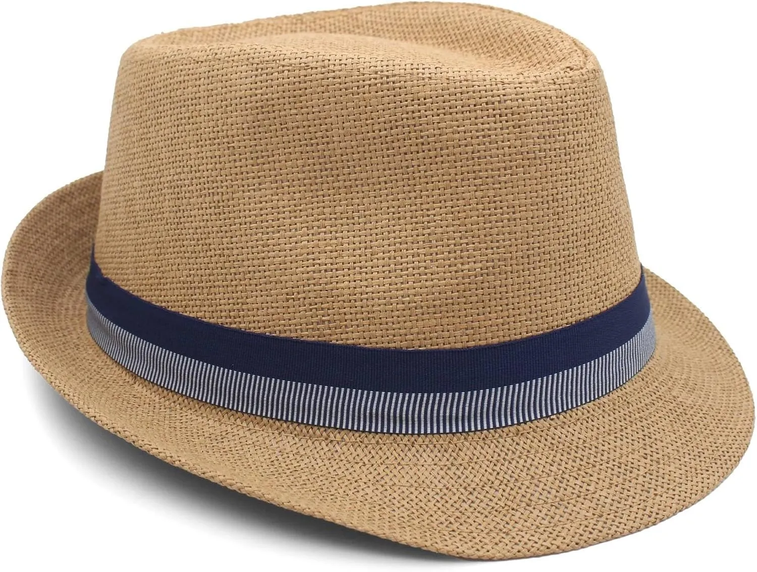 LIDHAY Short Brim Panama Hat Straw Fedora Hats for Men Women Summer Derby Trilby Hats Beach Sun Hat
