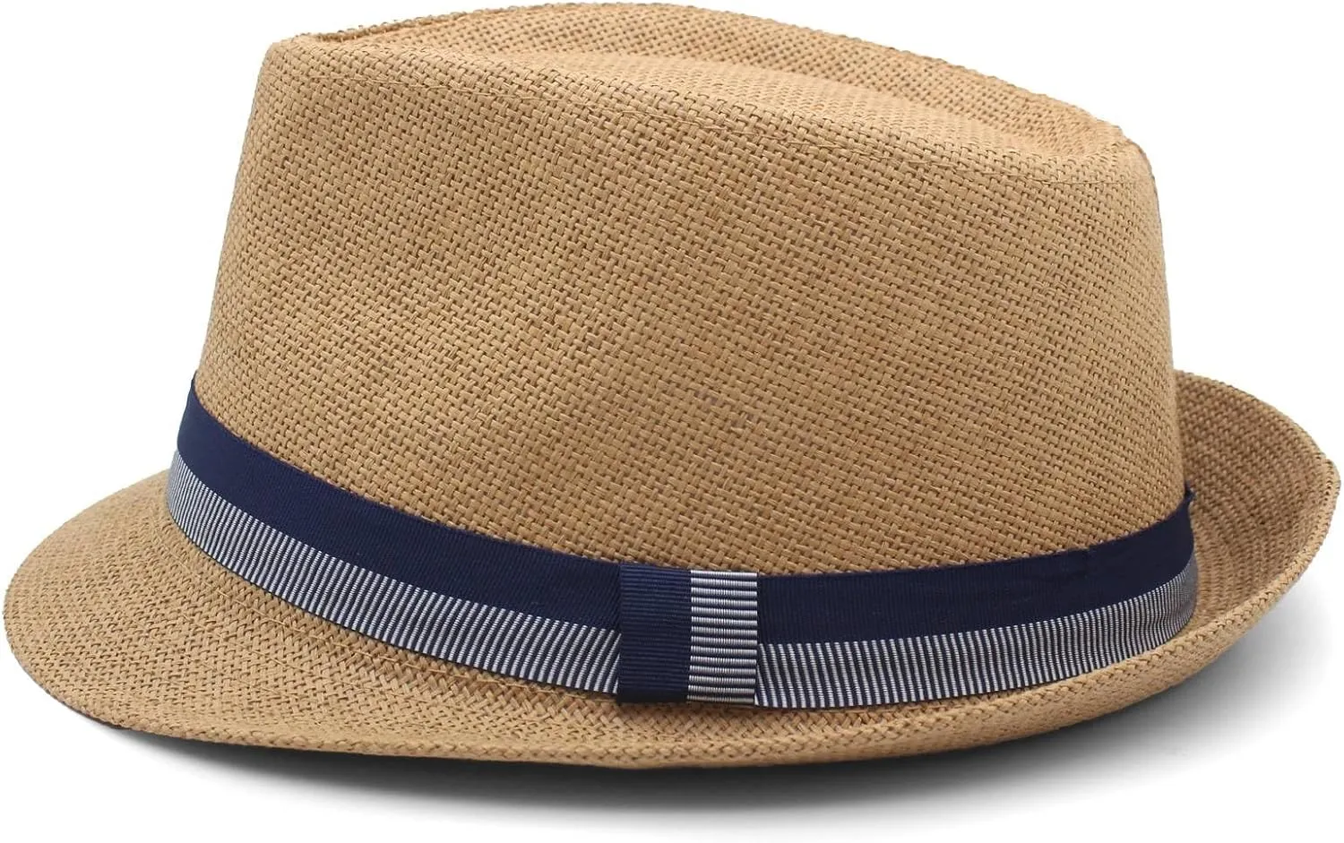 LIDHAY Short Brim Panama Hat Straw Fedora Hats for Men Women Summer Derby Trilby Hats Beach Sun Hat