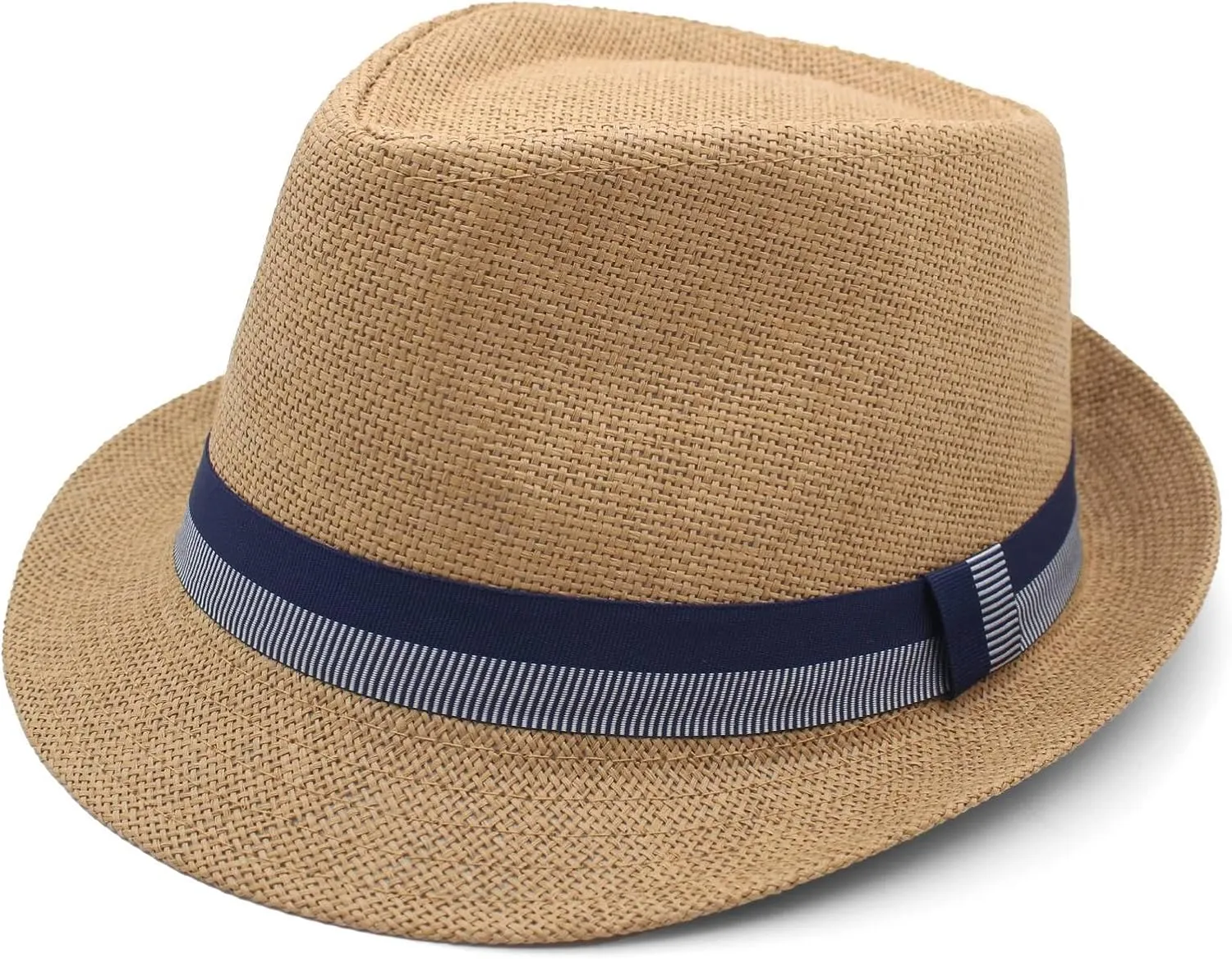 LIDHAY Short Brim Panama Hat Straw Fedora Hats for Men Women Summer Derby Trilby Hats Beach Sun Hat