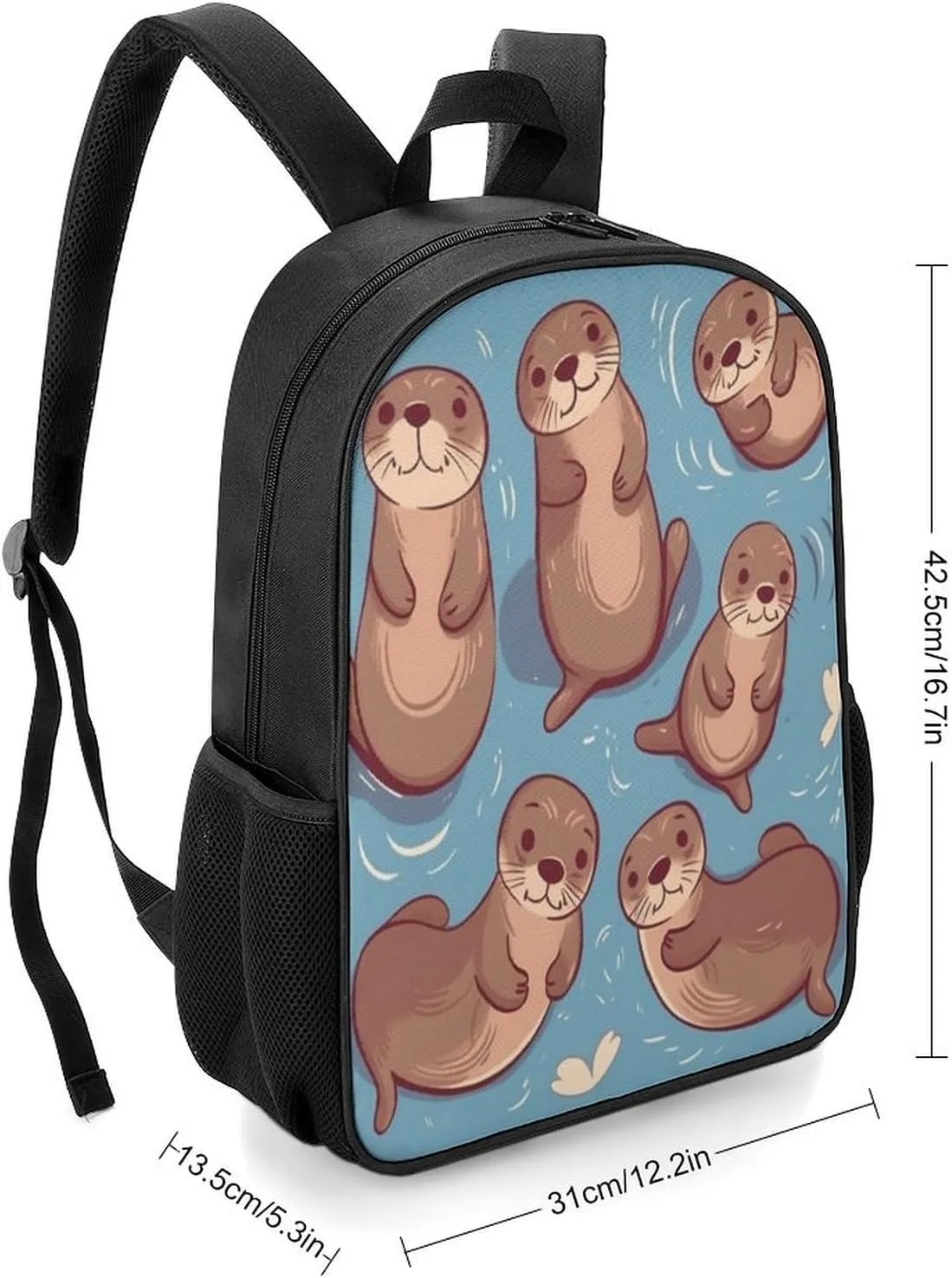 Lightweight Backpacks Cute Travel Bag Durable Animal Cute Brown Otters Printing Small Travel Backpack For Women & Men