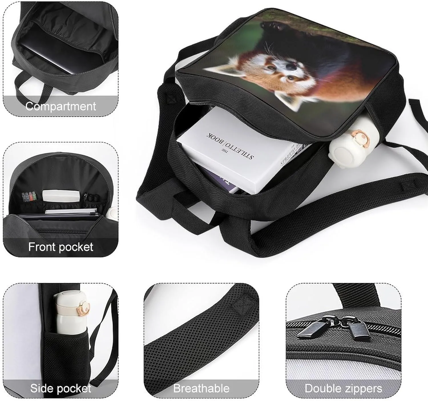 Lightweight Backpacks Cute Travel Bag Durable Animal Redwood Printing Small Travel Backpack For Women & Men