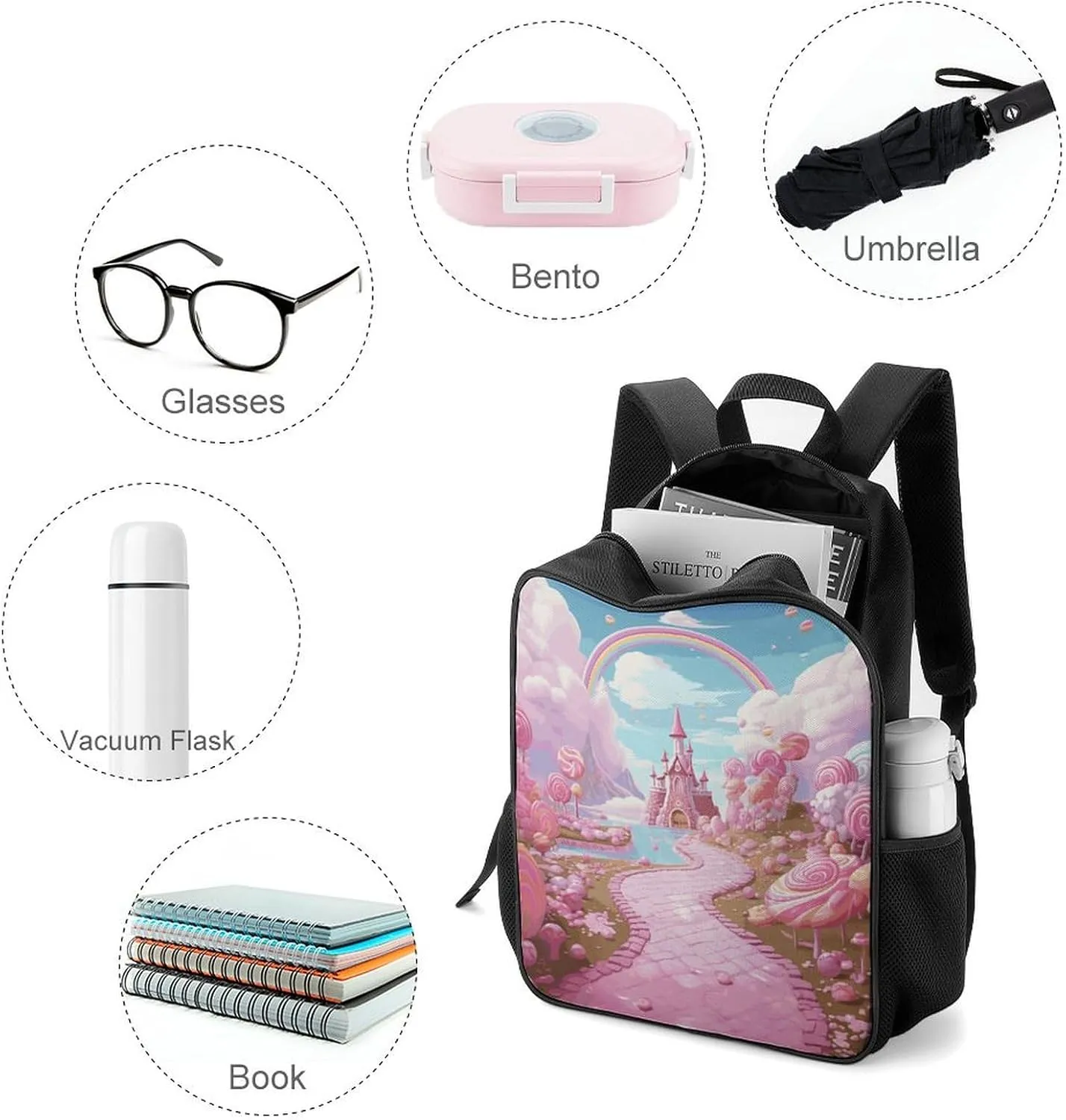 Lightweight Backpacks Cute Travel Bag Durable Candy Land Printing Small Travel Backpack For Women & Men