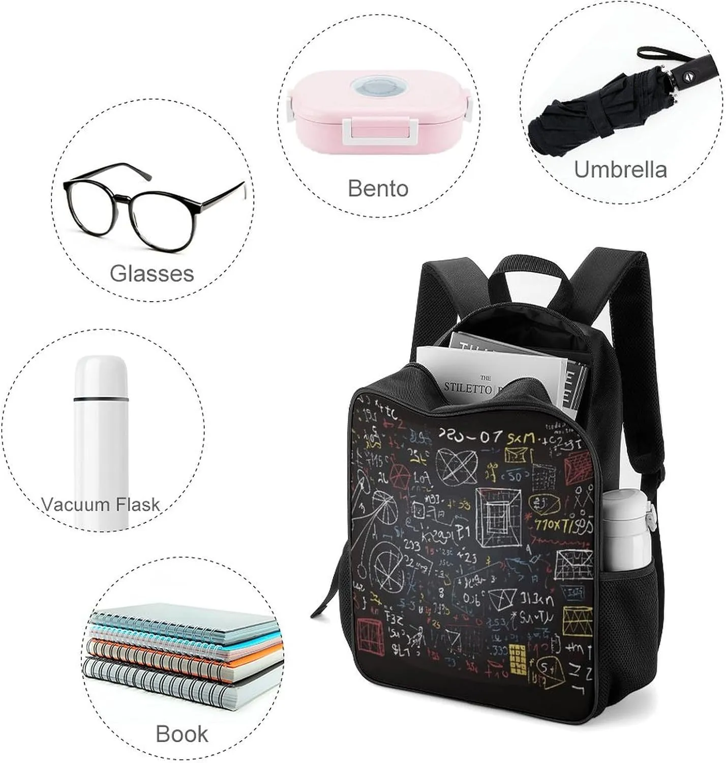 Lightweight Backpacks Cute Travel Bag Durable Mathematics And Physics Printing Small Travel Backpack For Women & Men