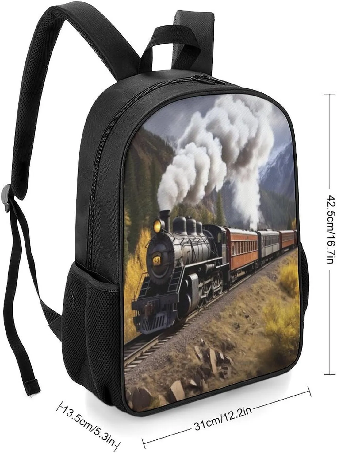Lightweight Backpacks Cute Travel Bag Durable Steam Motor Train Printing Small Travel Backpack For Women & Men