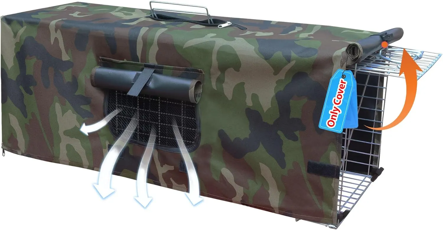 Live Animal Cat Trap Cage Cover for Stray Cats 32 Inch Folding Skunk Trap with Real Door for Raccoons, Opossums, Groundhogs, Skunks, Feral Cats, Squirrels (Only Cover)