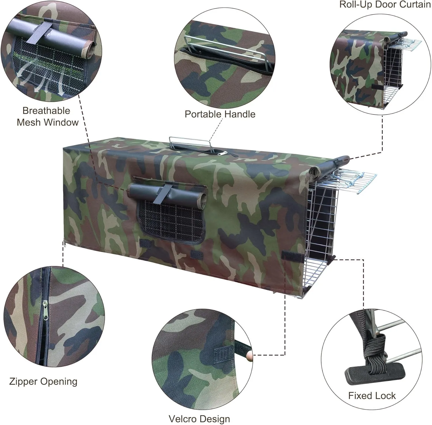 Live Animal Cat Trap Cage Cover for Stray Cats 32 Inch Folding Skunk Trap with Real Door for Raccoons, Opossums, Groundhogs, Skunks, Feral Cats, Squirrels (Only Cover)