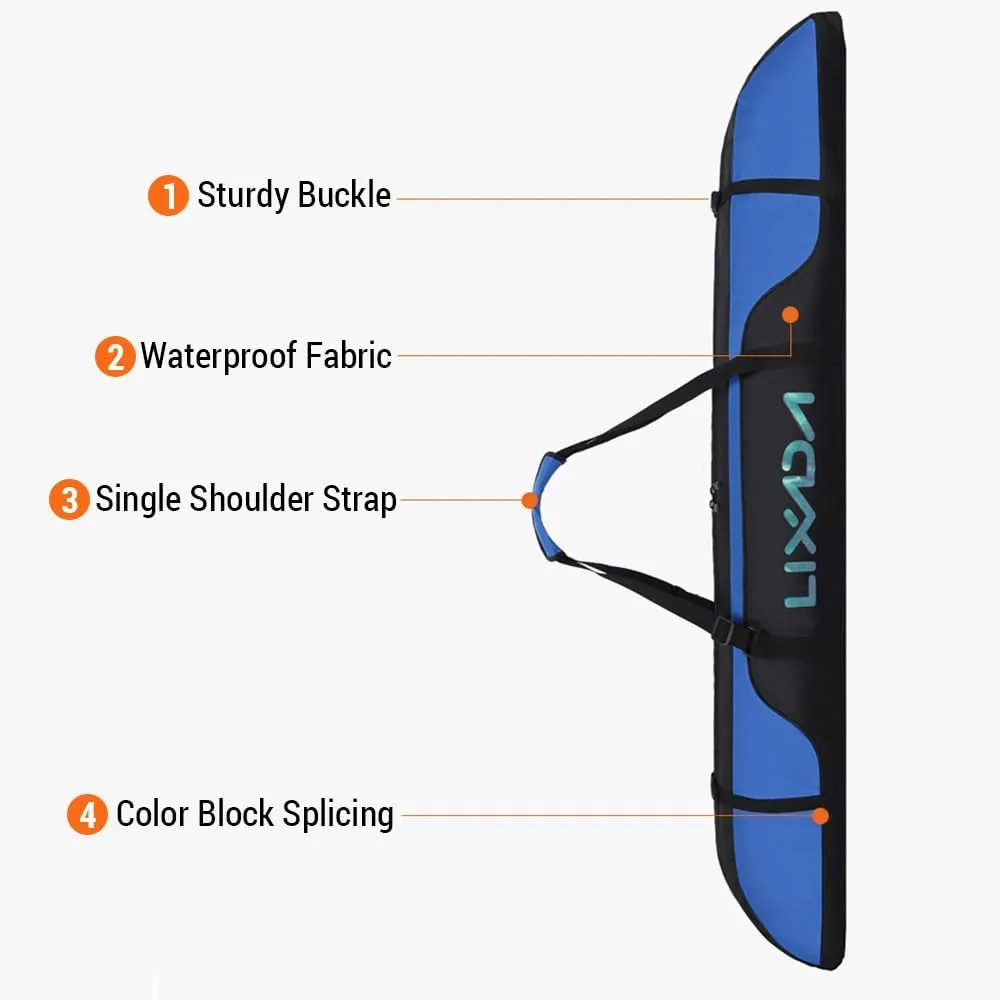 Lixada Ski Travel Bag Oxford Cloth 63‘’/160cm with Internal Strap Durable Ski Bag with Adjustable Shoulder Strap for Skiing Skating