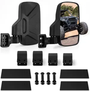 LIYYOO UTV Mide Mirrors - 1.75"-2" Roll Bar, 360° Full Adjustment, Shatterproof Glass Design | Compatible with Polaris RZR, Kawasaki Mule, Teryx, Honda Pioneer SXS, Yamaha YXZ