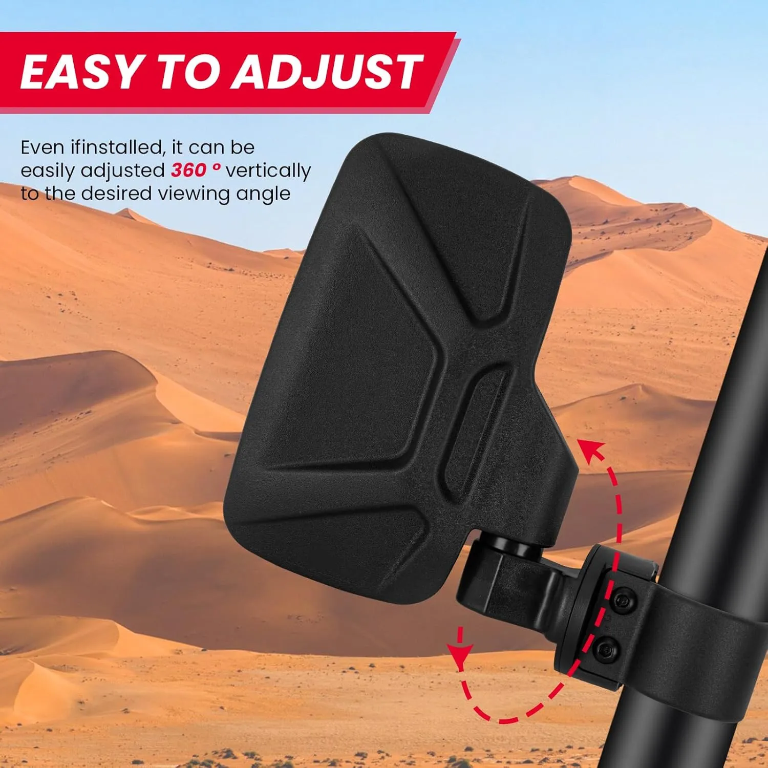 LIYYOO UTV Mide Mirrors - 1.75"-2" Roll Bar, 360° Full Adjustment, Shatterproof Glass Design | Compatible with Polaris RZR, Kawasaki Mule, Teryx, Honda Pioneer SXS, Yamaha YXZ