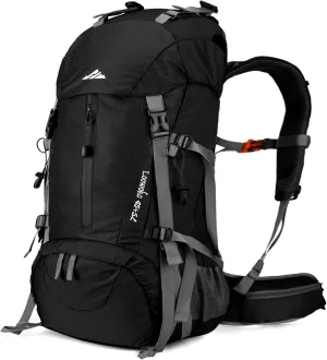 Loowoko 50L Hiking Backpack, Waterproof Camping Essentials Bag with Rain Cover, 45 5 Liter Lightweight Backpacking Back Pack