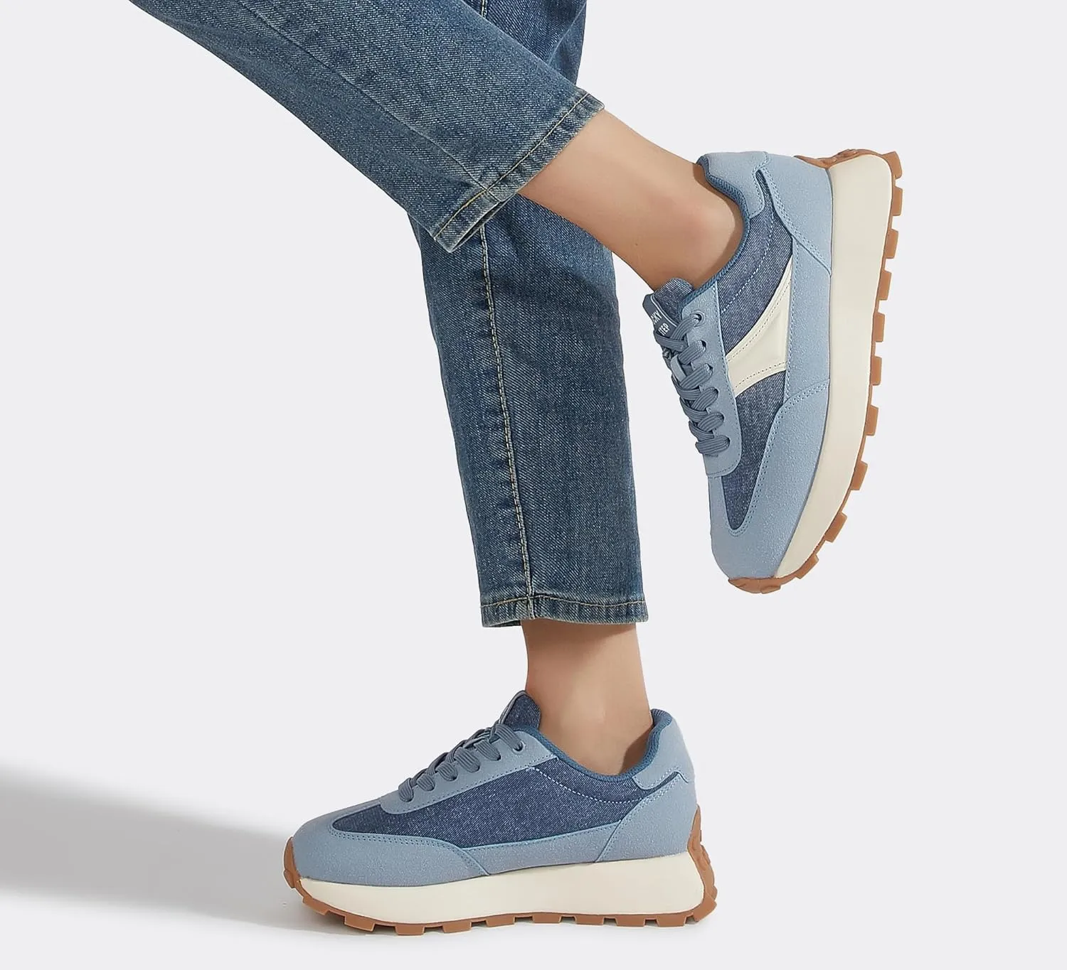 LUCKY STEP Women's Platform Retro Sneakers Classic Trainers Casual Footwear Tennis Running Chunky Lace-up Stylish Walking Shoes