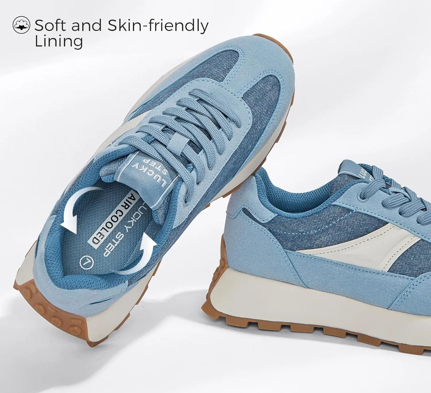 LUCKY STEP Women's Platform Retro Sneakers Classic Trainers Casual Footwear Tennis Running Chunky Lace-up Stylish Walking Shoes