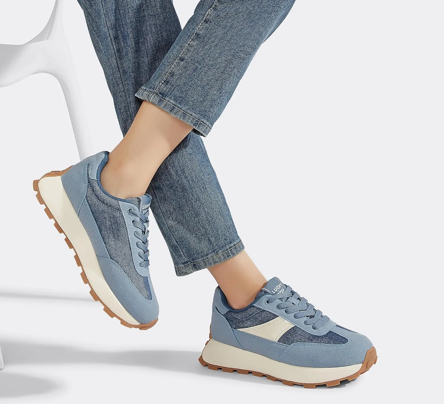 LUCKY STEP Women's Platform Retro Sneakers Classic Trainers Casual Footwear Tennis Running Chunky Lace-up Stylish Walking Shoes