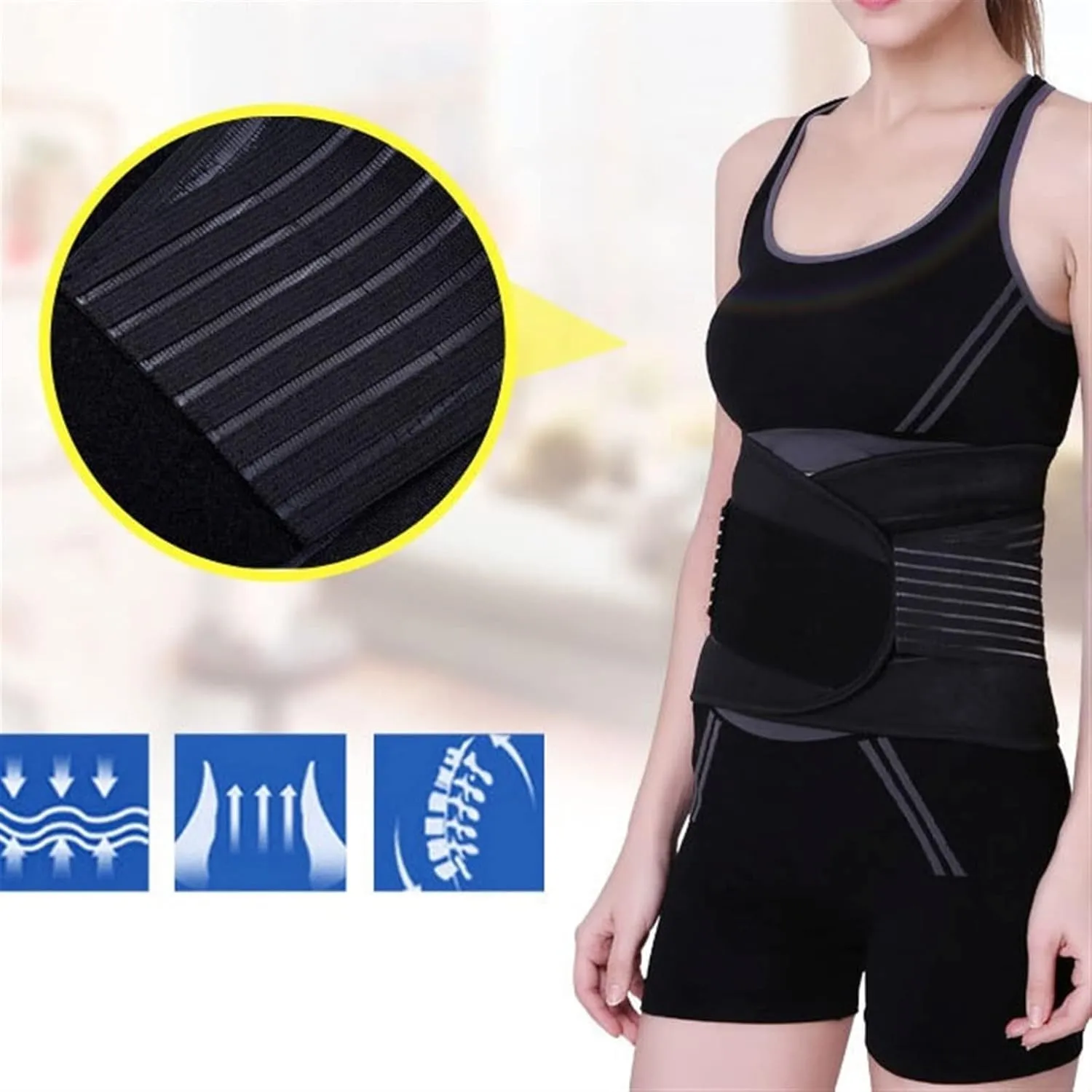Lumbar Brace Back Support Belt Slimming Shapers Belt Waist Trainer Belt Workout for Men Women Weight Loss Fitness Fat Burner Back Support Corrector