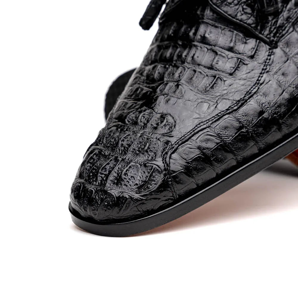 Marco Di Milano Apricena in Black Caiman Crocodile Derby Dress Shoes