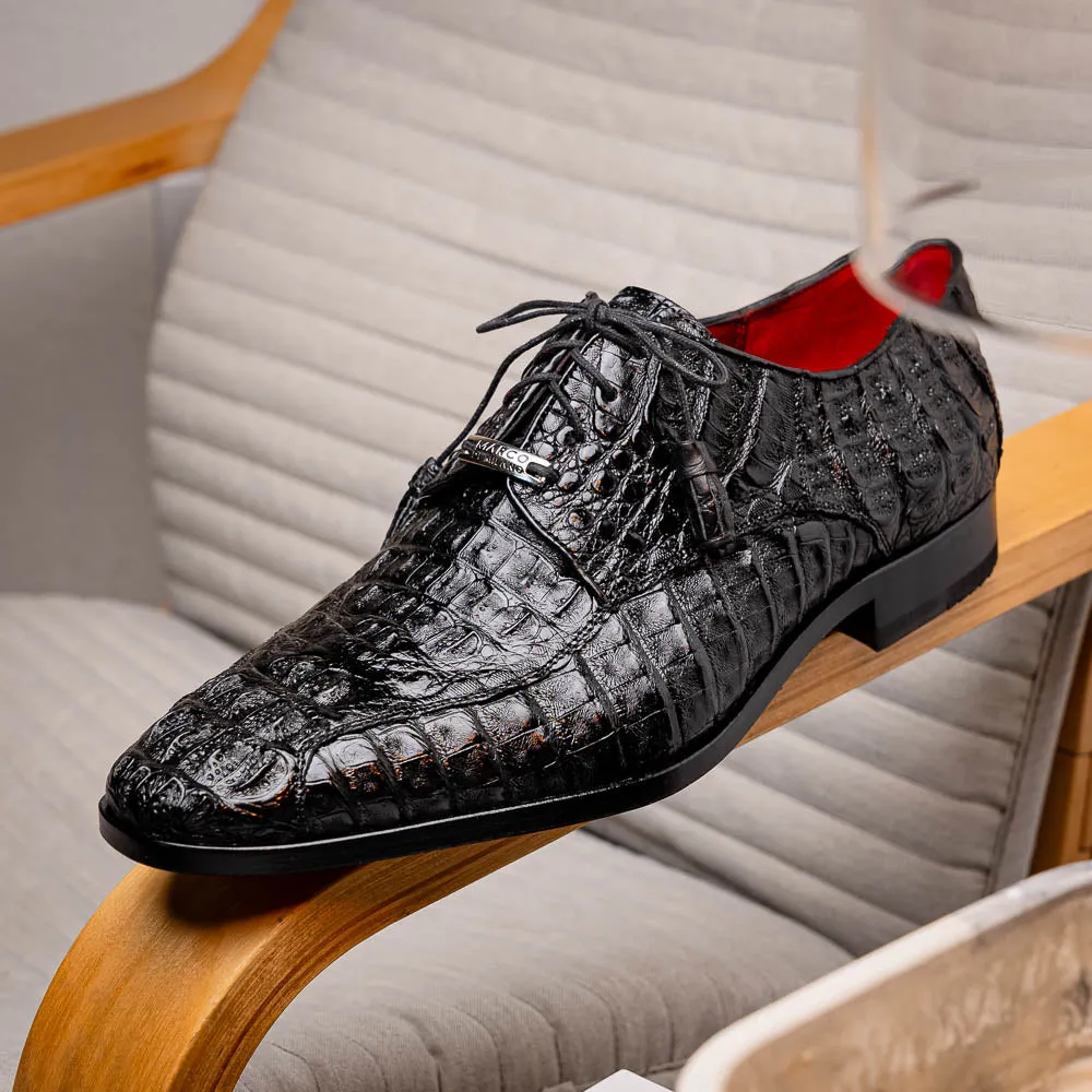 Marco Di Milano Apricena in Black Caiman Crocodile Derby Dress Shoes