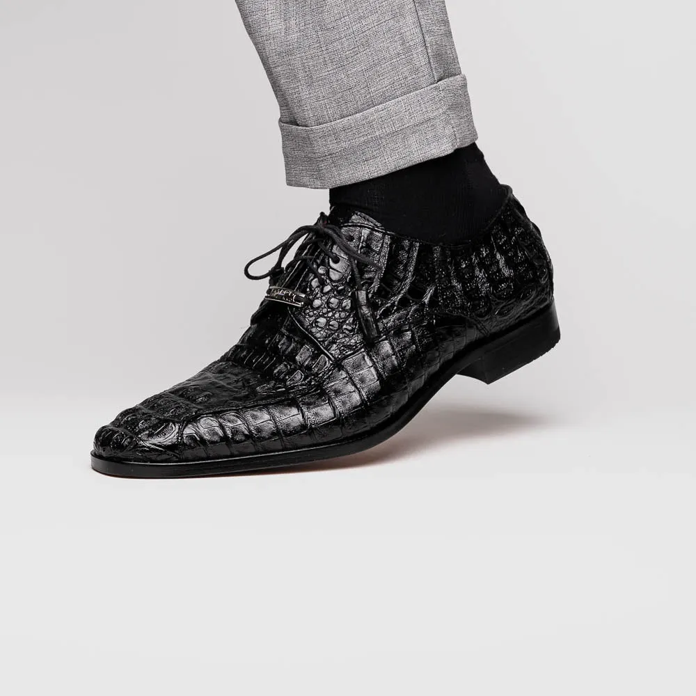Marco Di Milano Apricena in Black Caiman Crocodile Derby Dress Shoes
