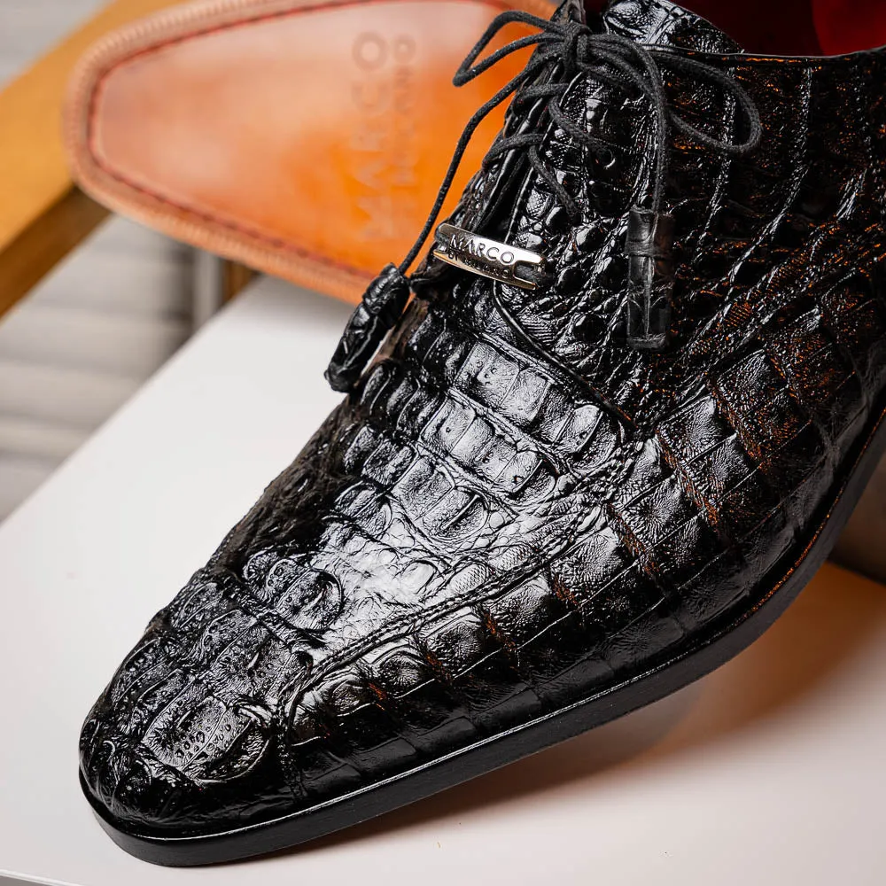 Marco Di Milano Apricena in Black Caiman Crocodile Derby Dress Shoes
