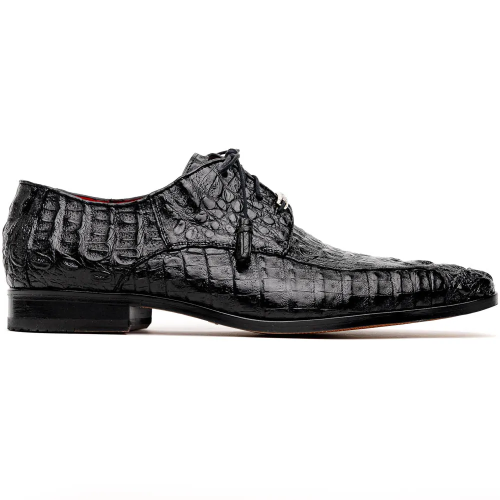 Marco Di Milano Apricena in Black Caiman Crocodile Derby Dress Shoes