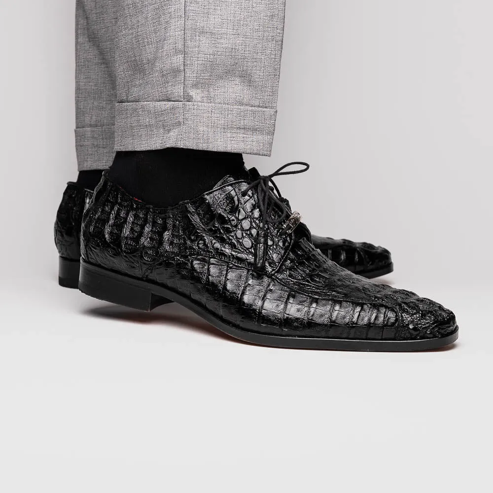 Marco Di Milano Apricena in Black Caiman Crocodile Derby Dress Shoes