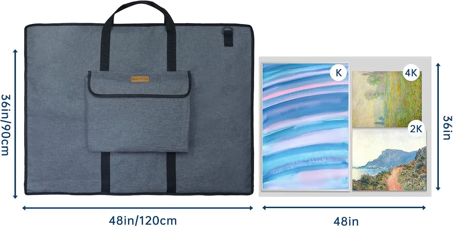 MeetYr Life Premium Art Portfolio Bag - Padded Triple Protection, Waterproof Protection with Shoulder Strap Durable and Portable - For Artwork, Posters, Sketches and Paintings（48"x36"）