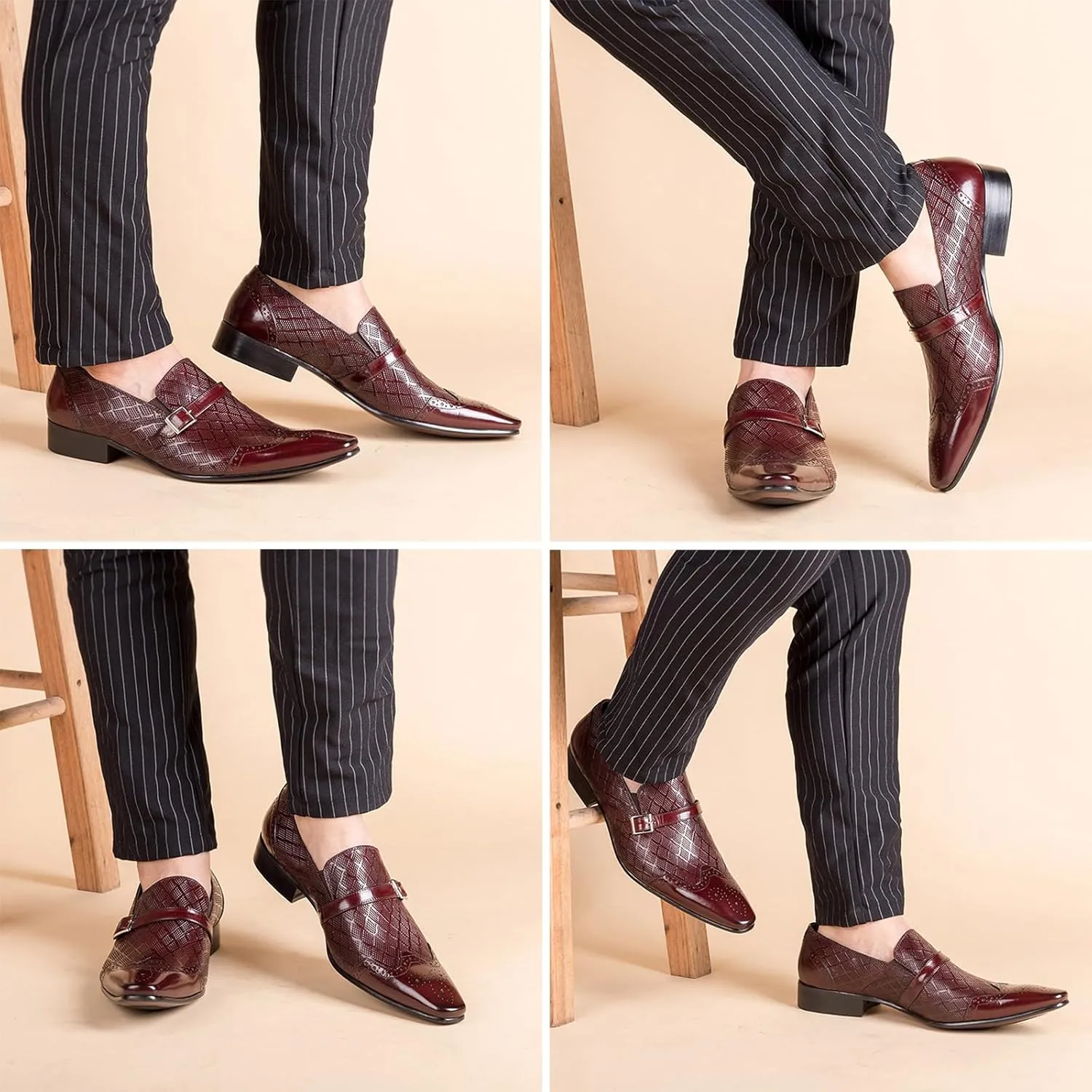 Men Alligator Crocodile Print Oxfords Dress Shoes Business Casual Cap Toe Wingtip Formal Derby Shoes Wedding Prom Tuxedo Shoes Loafers