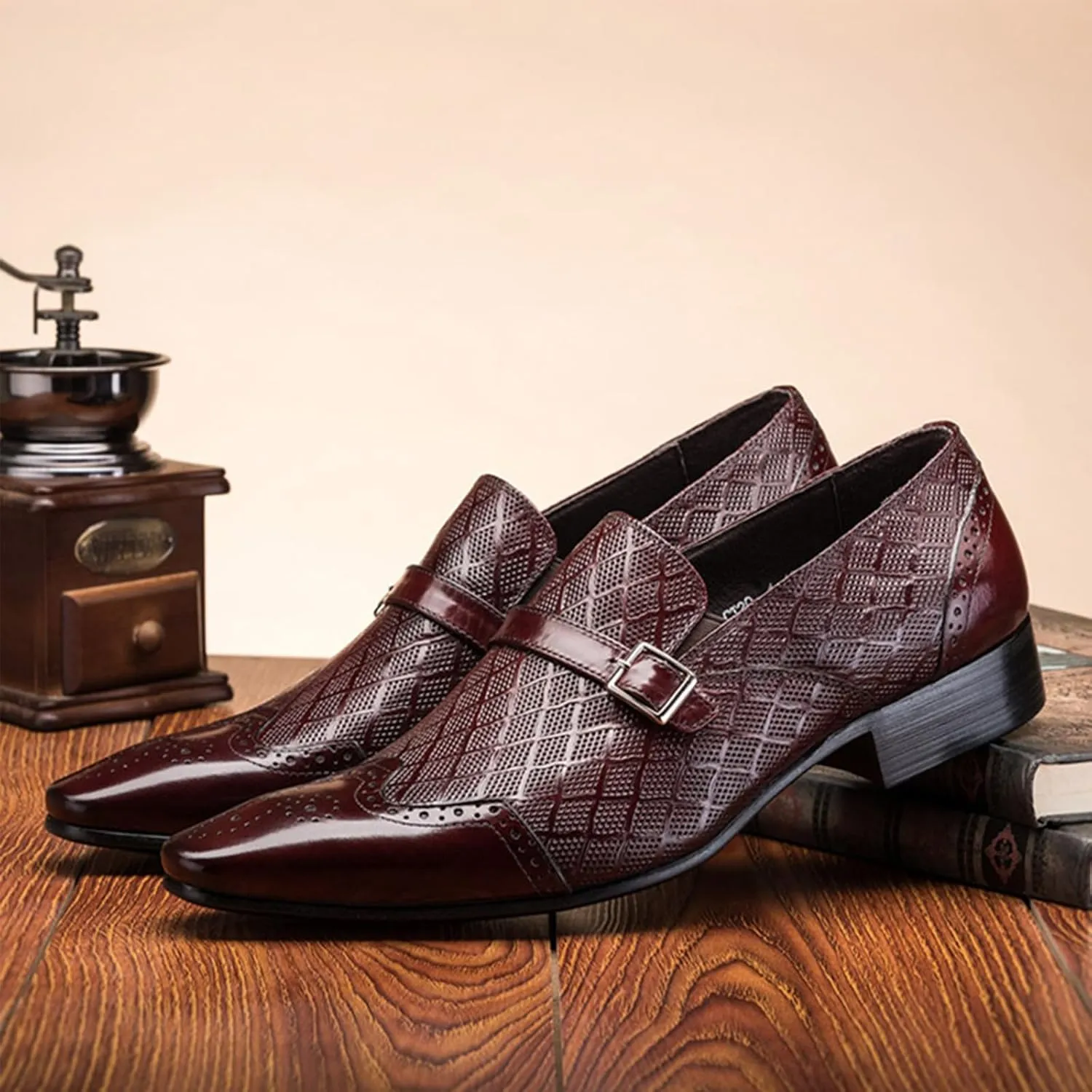 Men Alligator Crocodile Print Oxfords Dress Shoes Business Casual Cap Toe Wingtip Formal Derby Shoes Wedding Prom Tuxedo Shoes Loafers