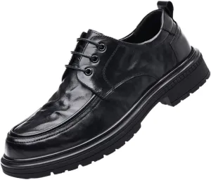 Men's Black Oxford Dress Shoes, Cowhide Leather Formal & Casual Shoes for Spring Autumn, Comfortable Modern Design, Popular Trendy Men’s Leather Shoes