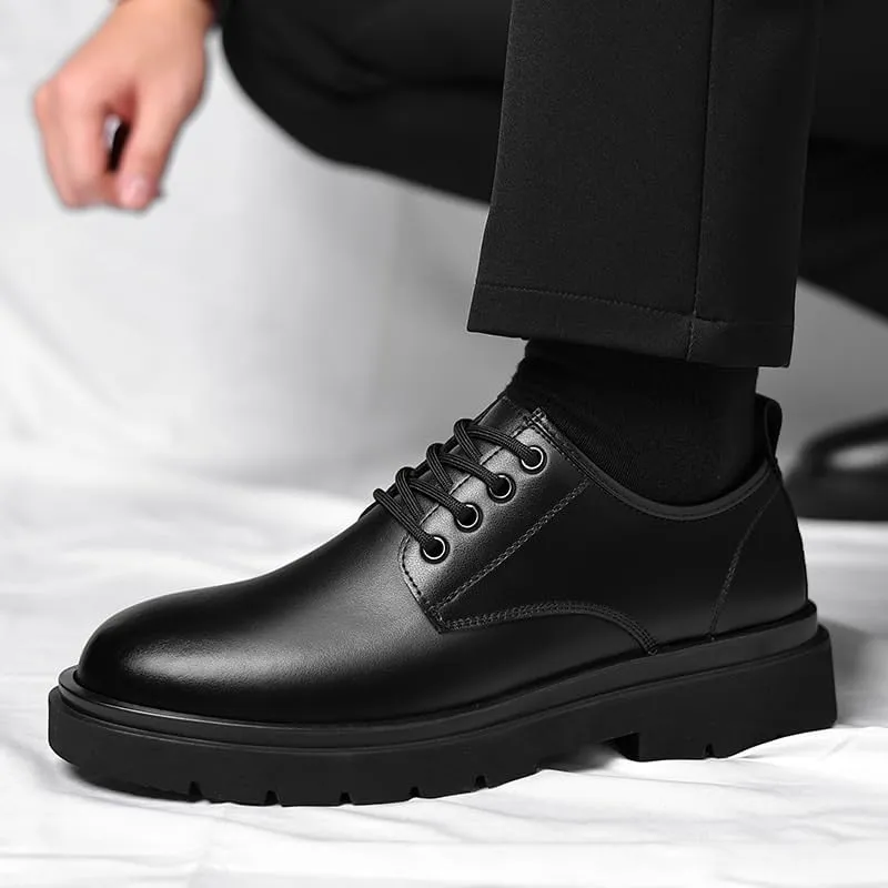 Men's Brogue Oxfords Shoes Mens Genuine Leather Platform Dress Shoes Classic Lace-up Tuxedo Derby Shoes(9)