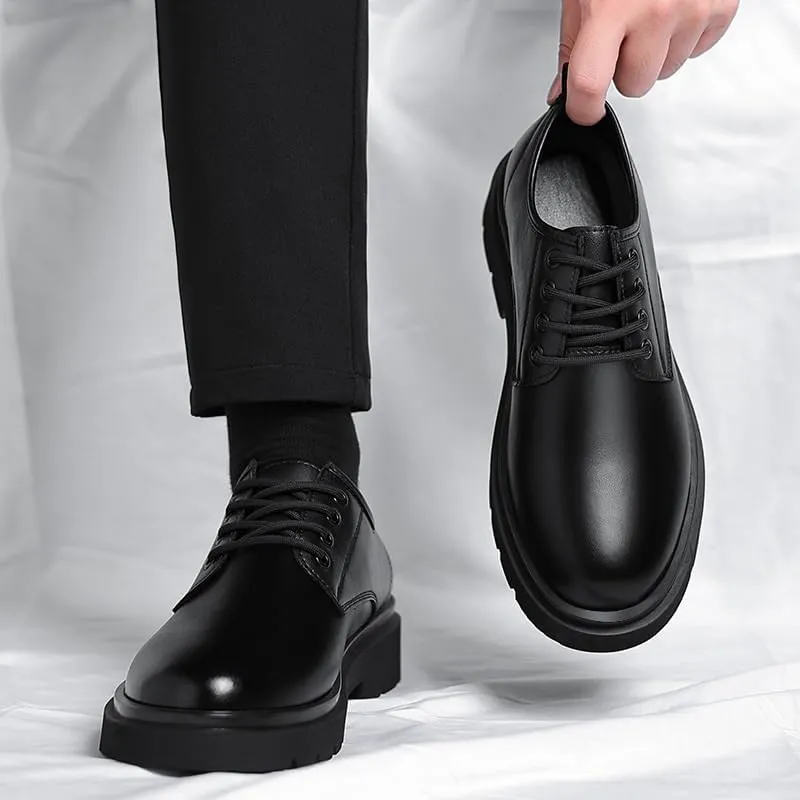 Men's Brogue Oxfords Shoes Mens Genuine Leather Platform Dress Shoes Classic Lace-up Tuxedo Derby Shoes(9)