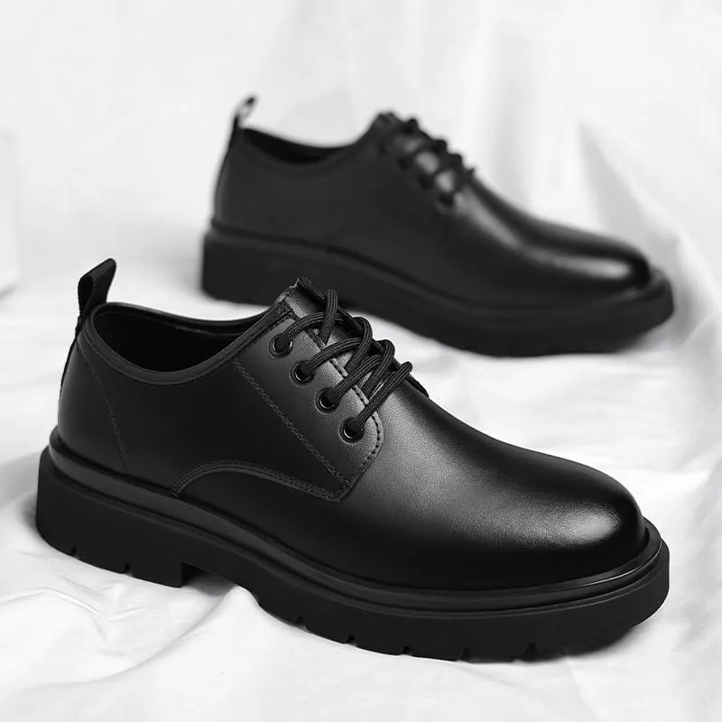 Men's Brogue Oxfords Shoes Mens Genuine Leather Platform Dress Shoes Classic Lace-up Tuxedo Derby Shoes(9)